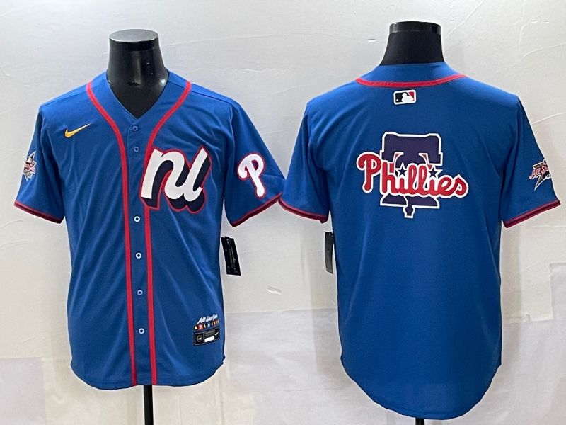 Men 2025 Philadelphia Phillies Blank Blue All star Nike MLB Jersey style 03